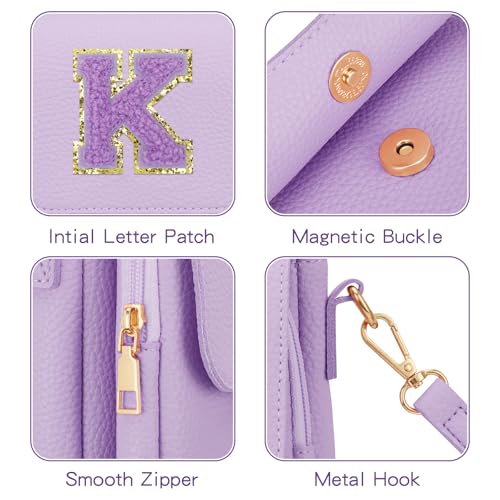 Image of Gift for Girls Small Initial Crossbody Bag for Teens Vegan Leather Cell Phone Kids Purse