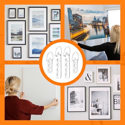 Image of 40Pcs D Ring Picture Hangers, Heavy Duty D Ring Picture Hanger with 120pcs Screws, 2 & 4 Holes D Hooks for Hanging Picture Mirror Photo Frame Hardware