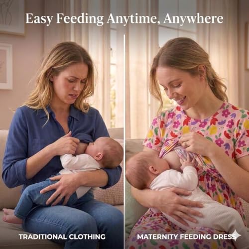 Image of Zero Clothing Feeding Dress for New Moms Casual Loungewear Ankle Length | Cotton Maternity Nighty | Zipless Feeding Dresses for Women | Pregnancy & Nursing Wear