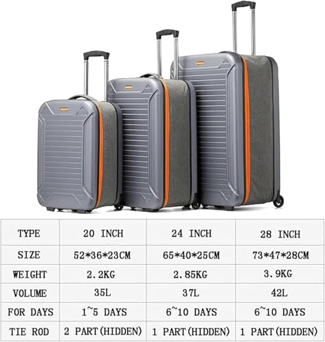 Durable Travel Suitcase - Folding Luggage Trolley with Portable Combination Lock(28in)2