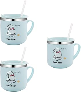 SEWACC 3 Pçs Copo Com Canudinho Copo De Palha Infantil Copo De Silicone Copo De Bebê Canudos Jarra De Água Copos De Treinador Com Alça Copos De Uso Do Bebê Copo De Palha De Aço