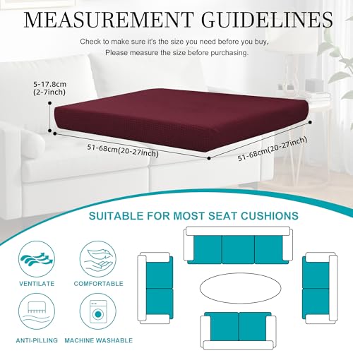 Image of 12Pcs Stretch Patio Cushion Covers,Outdoor Couch Covers Replacement,Outdoor Couch & Sofa Slipcovers,for Patio Furniture Cushion Covers,Washable Reusable Furniture Protector (Wine red,Cover Only)