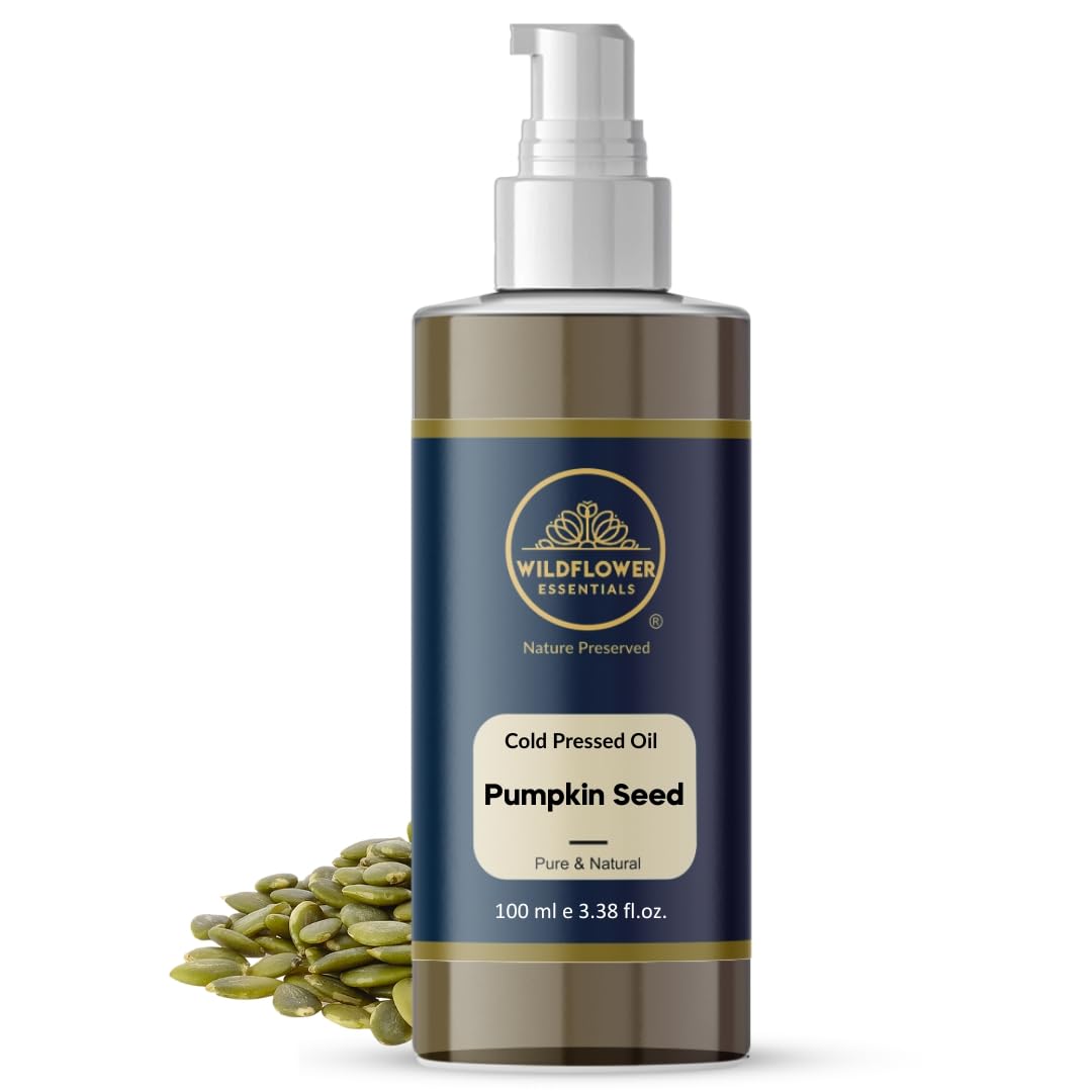 Pumpkin Seed Oil for Hair, Skin, Massage, Nails with Omega 3, 6 & 9 Cold Pressed Pure & Natural Carrier Oil 100ml