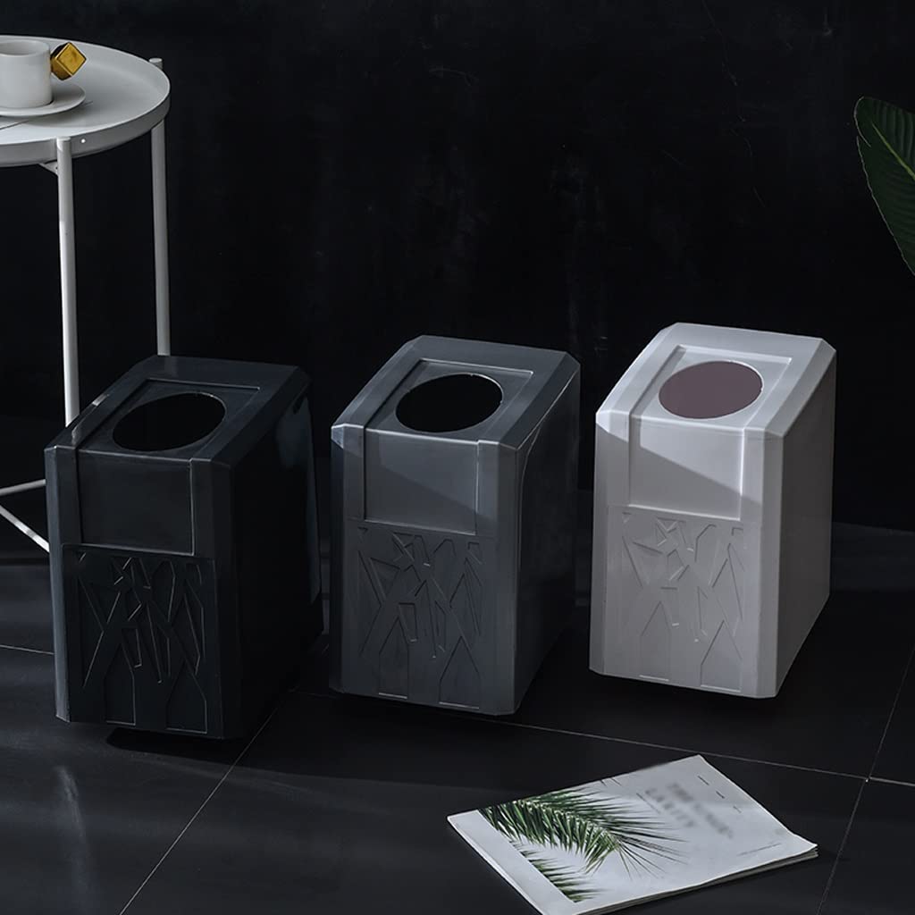 Cubo De La Basura Casa Bote de Basura, Cubo Escritorio plástico con polea, for cocinas, oficinas domésticas, dormitorios y escritorios Papelera Reciclaje(White)