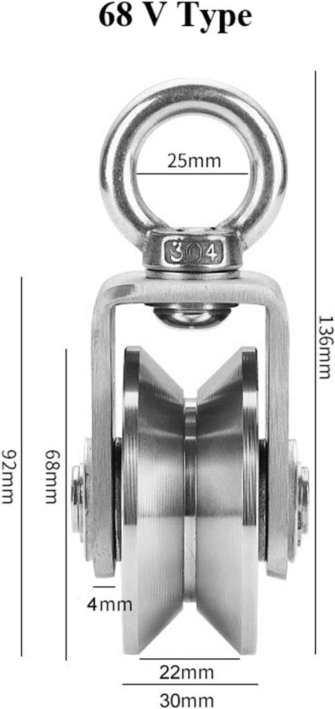 Drehbare Riemenscheibe aus Edelstahl 304 für schwere Heben und Takelage, festes Seilheben (Größe: 48U/48V) – perfekt für Marine- und Industrieanwendungen