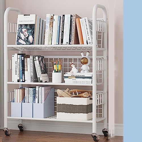 360° Rotating Bookshelf - Multifunctional Rolling Storage Cart for Home, Office &amp; Kitchen Organization - Space-Saving, Mobile Book &amp; Supply Organizer