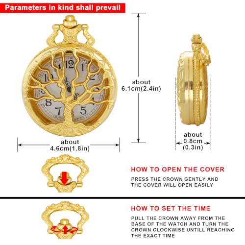 Image of Tiong Pocket Watch Hollow Tree of Life Design Roman Numerals Engraved Bible Verse Quartz Pocket Watch with Chain Custom Pocket Watch Birthday Gifts
