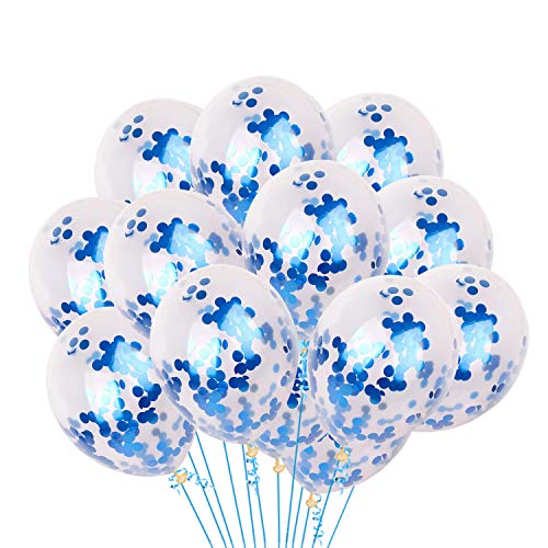 Image of Party Propz Rubber Blue Confetti Balloon - 30Pcs Blue Glitter Balloons For Decoration Kids, Adults|Confetti Balloons For Birthday, Anniversary, Bride To Be|Blue Sparkle Party Balloons for Decoration