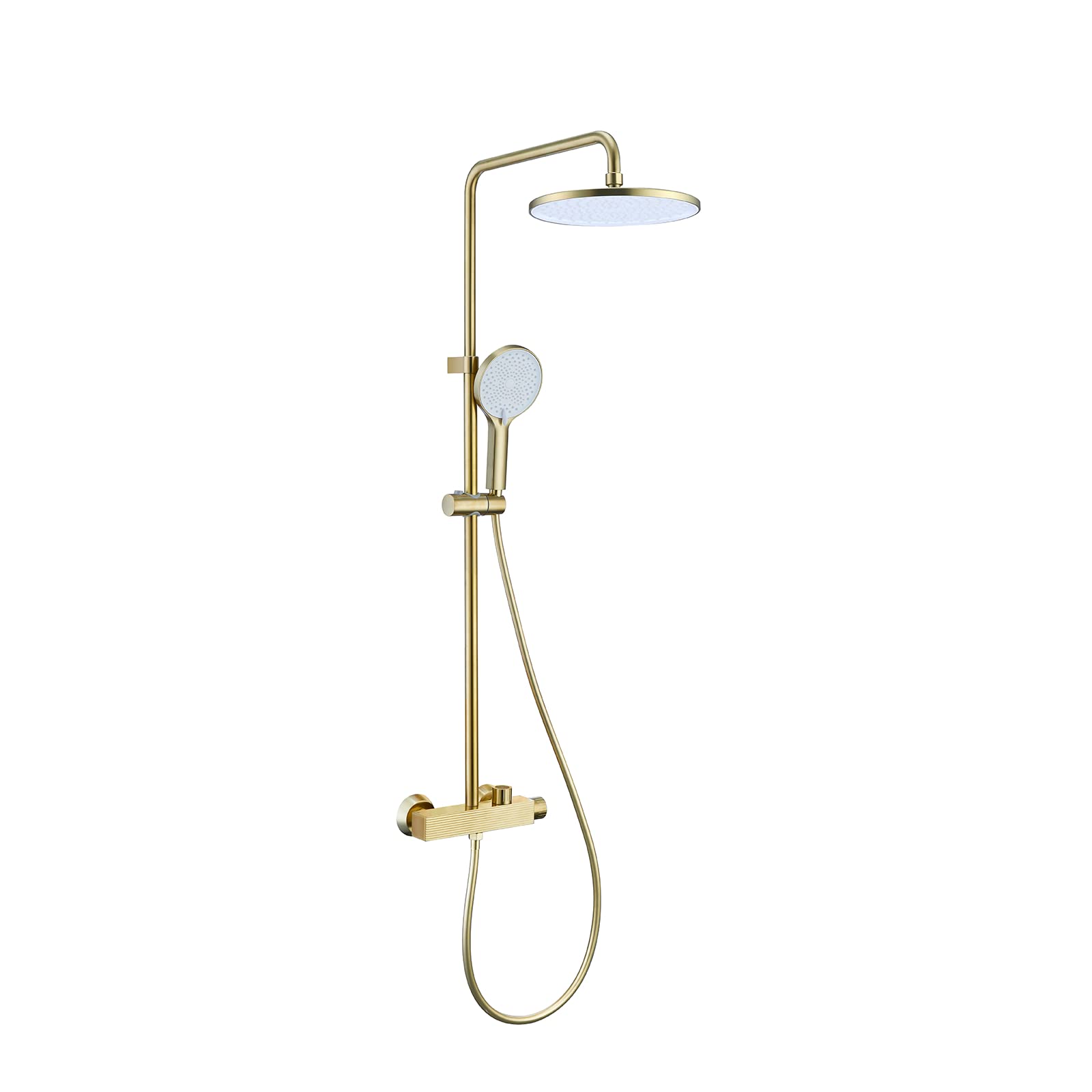 Robinet de douche thermostatique exposé 3 fonctions avec pommeau pluie 8 pouces mural