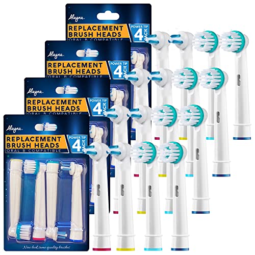 Alayna Ortho & Power Tip Replacement Brush Heads for Braces, 16-Pack – Compatible with Oral-B Electric Toothbrushes, Orthodontic Cleaning, Power Tip Precision, Plaque & Gum Care