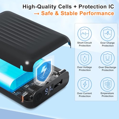 Batería portátil para chaleco térmico 18400mAh con salida USB y USB-C miniatura 6