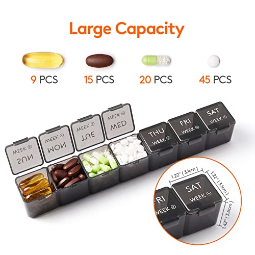 Image of Lifewit Monthly Pill Organizer Once a Day, 28 Day Pill Box, Black, 56 Grids
