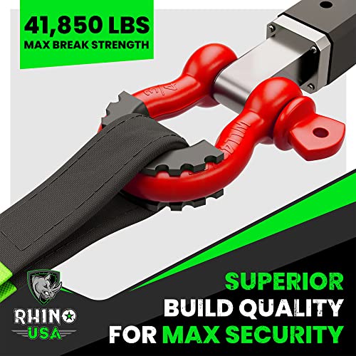 Image of Rhino USA D Ring Shackles (2-Pack) - 41,850lb Break Strength - Heavy Duty 3 /4 inch Clevis Shackle with 7 /8 Pin for Towing & Off-Road Use - Pairs with Tow Strap for Vehicle Recovery (Red)