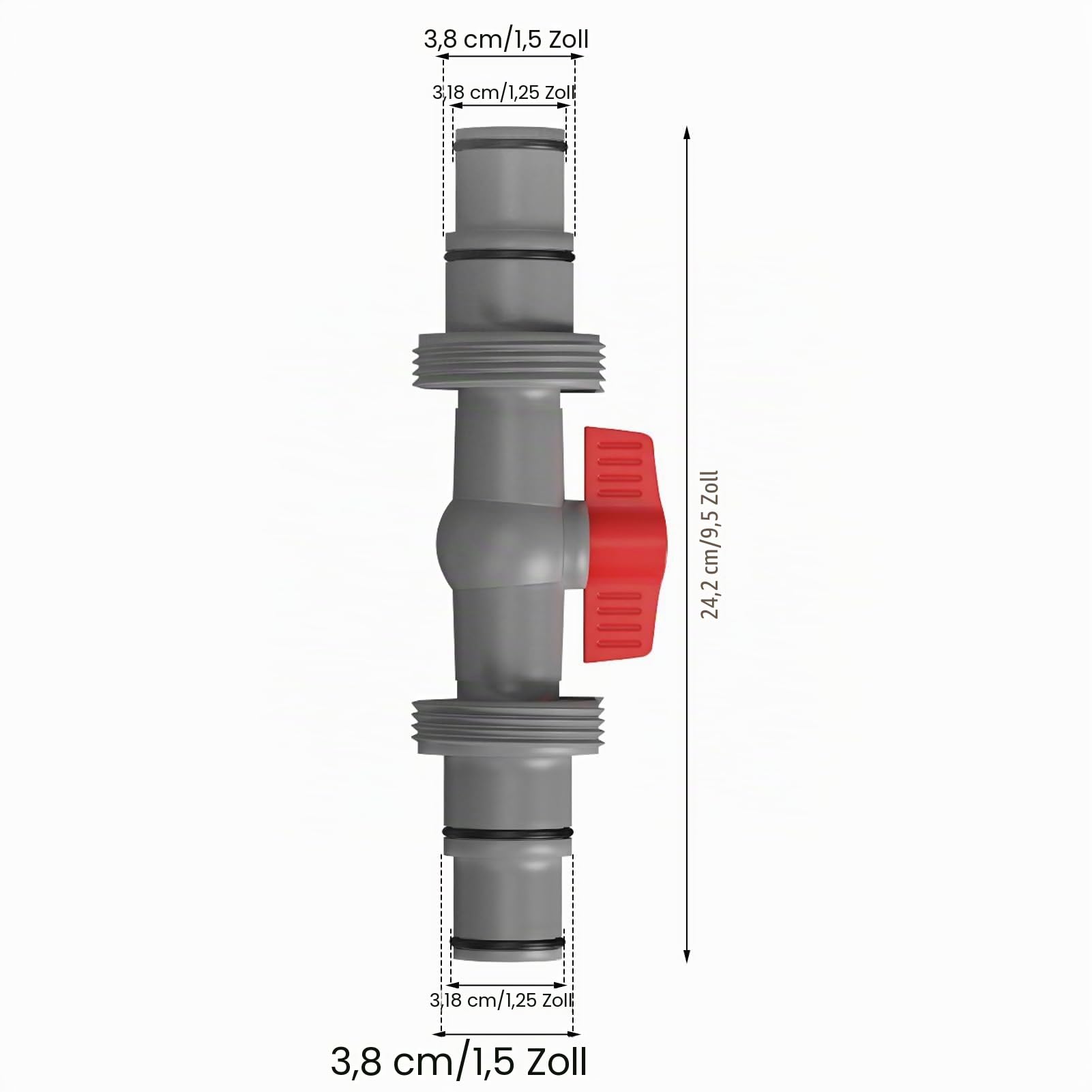 Pool Zubehör Schlauchverbinder, Pool Absperrhahn 32mm auf 38mm, Pool Schlauchadapter Absperrhahn Absperrventil Kugelhahn Ventile für Schlauch Ø 32/38mm für Oberirdische Pool (2, Gray)