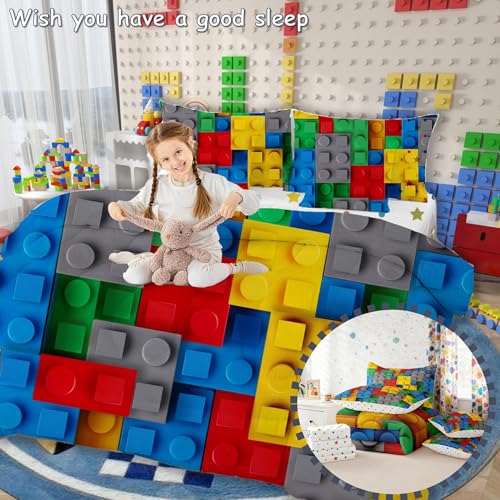 Edredón de bloques de construcción 3D para habitaciones infantiles creativas 6