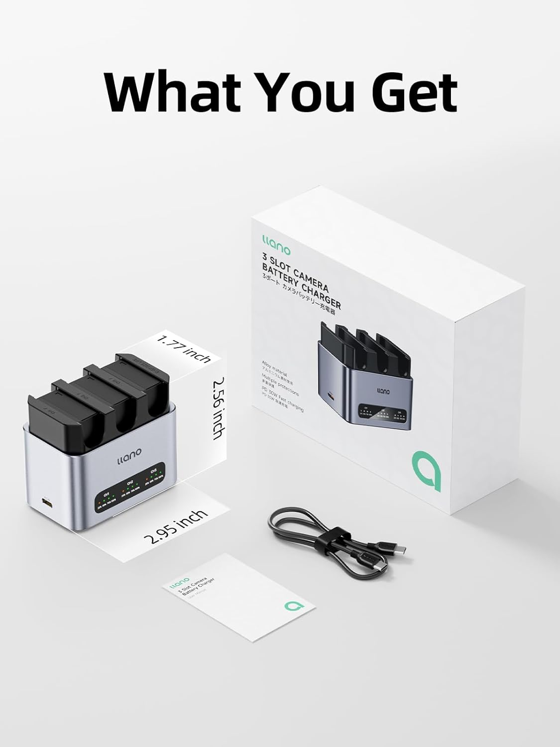 llano 3-Pack NP-W126S Batteries and 30W 3-Slot Fast Charger for Fujifilm X100VI X100V XT30II XM5 XT30 X100F XT3 XT2 XE4 XA7 X-PRO3 XT2, Heat Dissipation Aluminum Alloy Body, LED Display-Silver - Image 7