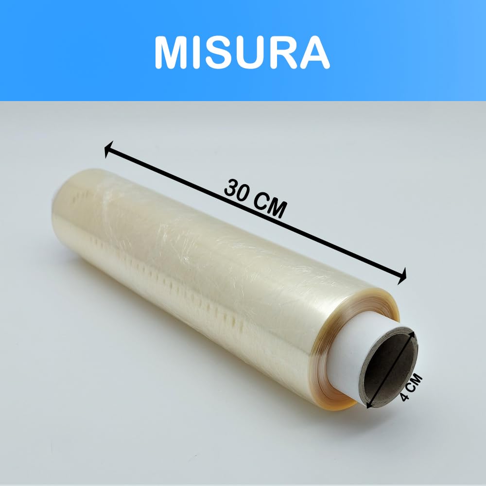 GM 3 ROTOLI Pellicola Trasparente per Alimenti 29,5cm x 300mt con Seghetto. Avvolgi, Cucina e Conserva con Cura gli Alimenti. Pellicola Trasparente di Qualità