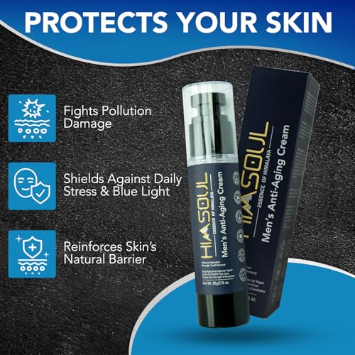 Image of Men's Anti-Aging Cream | Energize Skin with the Power of Himalayan Shilajit & Bakuchiol | Deeply Hydrating and Brightening | Designed for Men 35+ | Paraben-Free |Fast-Absorbing | 50g (50 ml)