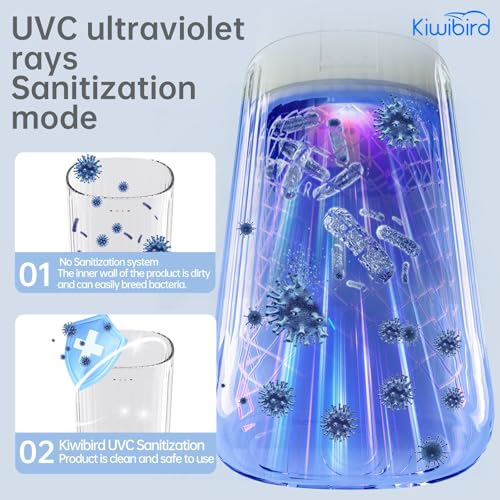 KIWIBIRD Mini Water Flosser for Travel, Ultra-Portable Cordless Oral Irrigator with UVC Light, IPX8 Waterproof 3 Modes, 230mL Teeth Cleaner for Tonsil Stones & Braces Care - Home & Travel (Grey) — view 3