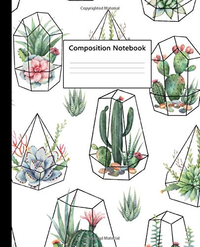 Composition Notebook: Adorable Geometric Succulents & Cacti Wide Ruled Journal & Notebook for Students, Kids & Teens | Pretty Cactus Blank Wide Lined ... for School & College for Writing and Notes.