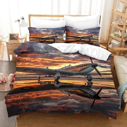 Housse de couette imprimé 3D super douce lit double 200x200cm microfibre résistante - 3