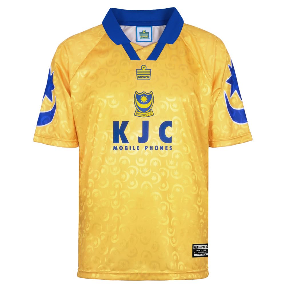 Portsmouth 1998 Admiral Away Retro Football Shirt Yellow X-Large Polyester