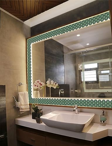 Image of WallDesign Green Matrix Shell - 4 in X 10 Feet Self-Adhesive Durable Border Roll for Bathroom, Kitchen, Counter, Wall, Home Decoration