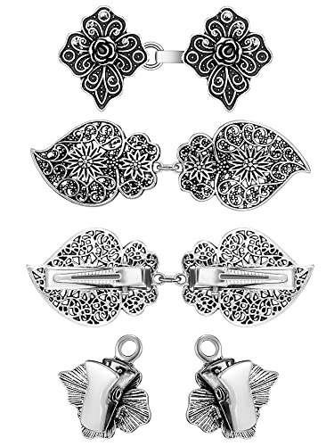 2 Pièces Clip de Cardigan en Métal Pince à Chandail en Argent Antique Clips de Châle de Cape Rétro Clips de Chemise Celtique Clips de Robe de Col Vintage pour Femmes (Style Simple) Cover