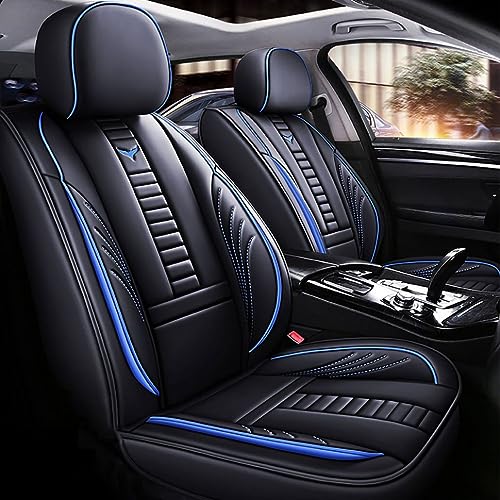 Niscarda for Toyota RAV4 2008-2025 Car Seat Covers, Full Coverage Customized Seat Covers Premium Leather Waterproof Stain-Resistant Easy to Install (Full Set, Black&Blue)