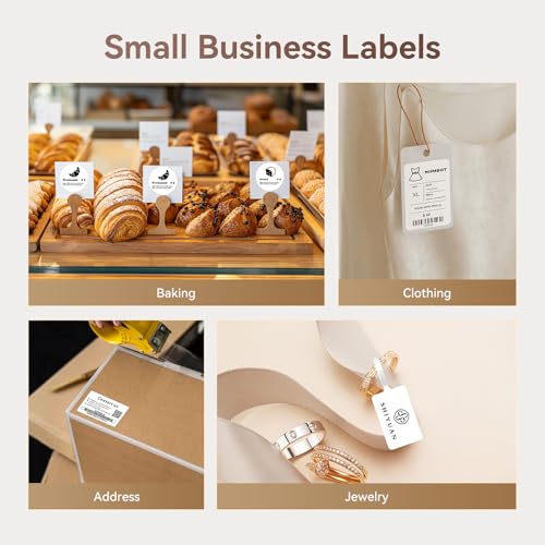 Image of NIIMBOT B21 Label Printer with Adhesive Tape, 2 Inch Portable Sticker Maker, Thermal Label Printer for Glass, Price, Address Labels for Business, Home, Office, Organization, White