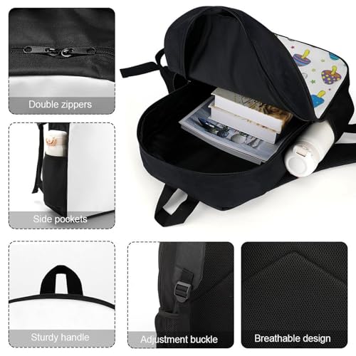 Compact Anti-Theft Urban Backpack for City Travel, Lightweight Secure Daypack for Men & Women, Sightseeing, Mushroom Bookbag4