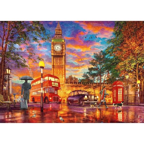 MEIYUDA 5D Diamond Painting Kit Completo Londres al Atardecer, Pintura Diamante, Diamond Painting Regalo Niños, Manualidades Adultos Diamond Painting Para Decoración De Pared Del Hogar 40x30cm