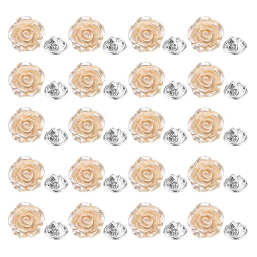 Image of 20 Pcs Enamel Rose Flowe Brooches Pins for Women Colorful Floral Brooch Flower Lapel Pin Badge Crafts Breastpin Jewelry Gift for Women Men Clothing Bags Backpacks Jackets Hat