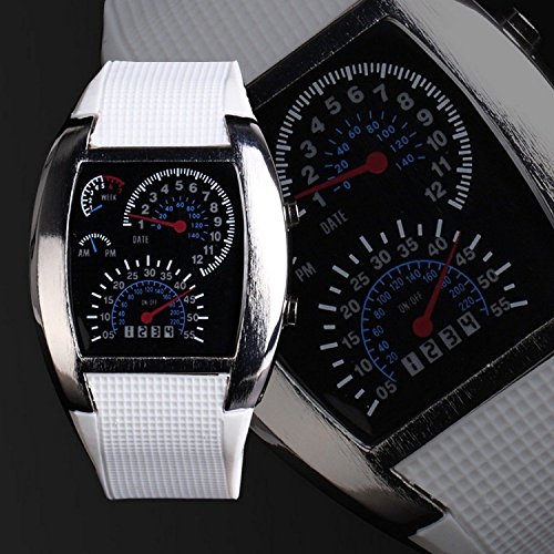 MASTOP Silicone Rubber Band Blue Binary DOT Unisex LED Wrist Watch3