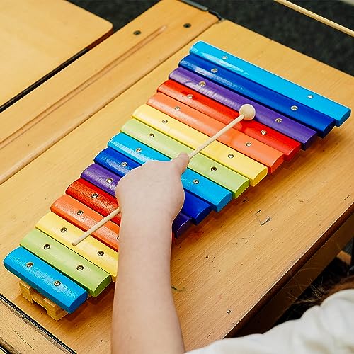 Image of A-Star 15 Note Colourful Wooden Rainbow Soprano Diatonic Xylophone with Two Wooden Beaters - G5 to G7