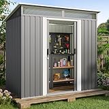 Gizoon 6' x 4' Outdoor Storage Shed with Sliding Doors, Versatile Metal Garden Shed with Anchors, Tool Shed with Transparent Panel Windows, Outdoor Storage Clearance for Backyard, Patio, Dark Gray