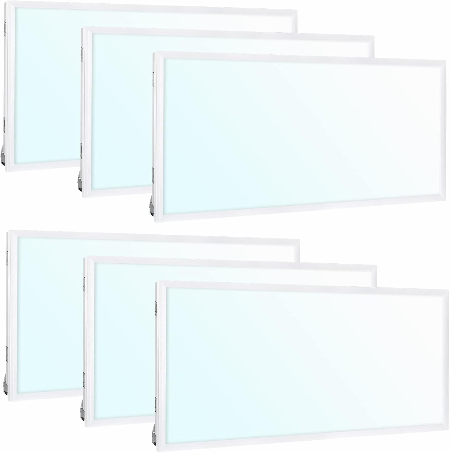 WEIZE 6 Pack 2x4 FT LED Flat Panel Troffer Light, 40/50/60W, CCT Selectable 4000K/5000K/6500K Drop Ceiling Office Lights, 115LM/W, 0-10V Dimmable Ultra Slim Recessed Back-lit Fixture