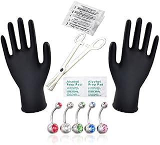 PiercingJ 15pcs 14G Navel Belly Button Piercing Kit 14 Gauge Piercing Needles