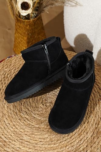 Image of Project Cloud Girls 100% Genuine Leather Non Slip Fur Lined Ankle Boots | Water Resistant Lightweight Memory Foam Insole Cozy Fall Shoes for Boys & Girls Kids Footwear Outdoor Everyday Kids Boots
