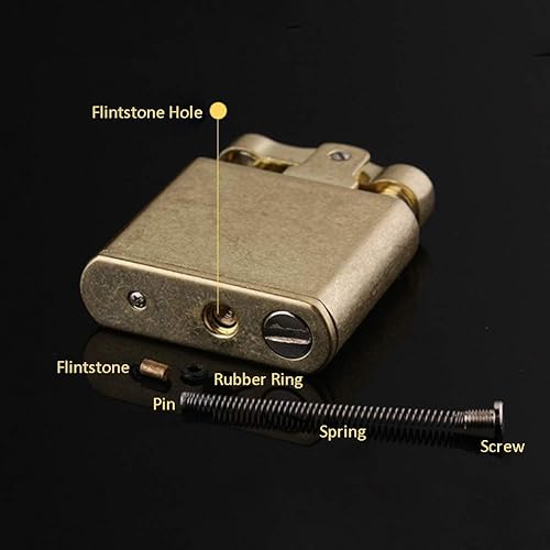 Miniatura 7 de Ambrogio.L Encendedor de aceite, rueda de pedernal recargable, encendedor de cigarrillos de metal vintage para hombres, aceite no incluido