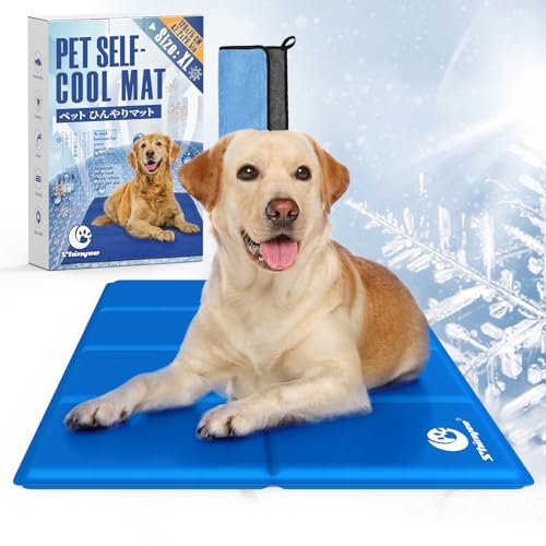 Shinyee® ペット ひんやりマット 犬 ベッド 夏 (XS-XXL)【ペット看護師監修】 クールマット 犬 猫 ペット 冷却マット 多用途 冷感ジェルマット 犬 ひんやりシート 暑さ対策 犬 熱中症対策 - ブルー、XL：120x75CM