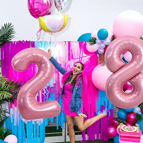 Image of TONIFUL 40 Inch Light Pink Large Numbers Balloons 0-9, Number 8 Digital 8 Helium Balloons, Pink Foil Mylar Big Number Pastel Balloons for Birthday Party Anniversary Supplies Decorations
