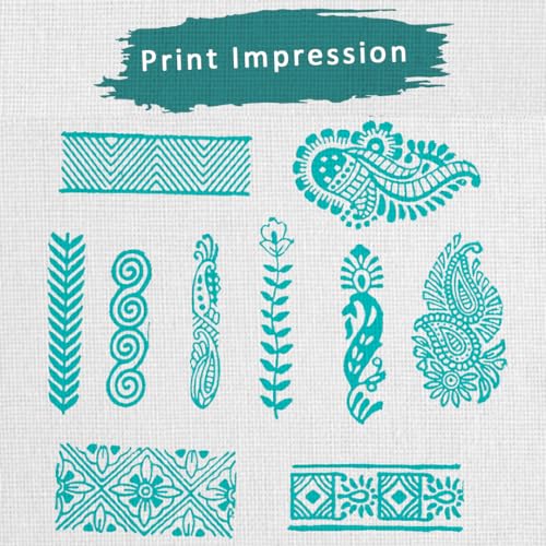 Image of Wooden Stamp Block, Printing Stamp Design Set | Block for Printing Saree Border | Dresses, Craft Card Making, Scrapbook, Clay Pottery | Set of 10