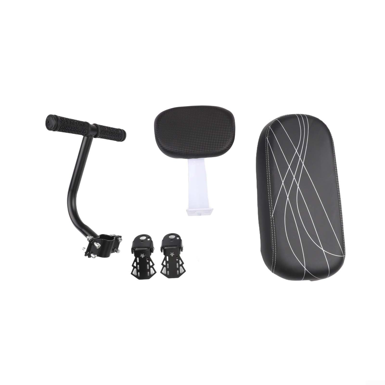 Cojín de asiento trasero de bicicleta con reposabrazos y pedales, almohadilla de sillín infantil de esponja elástica para la mayoría de bicicletas y bicicletas eléctricas, cómodo respaldo de seguridad