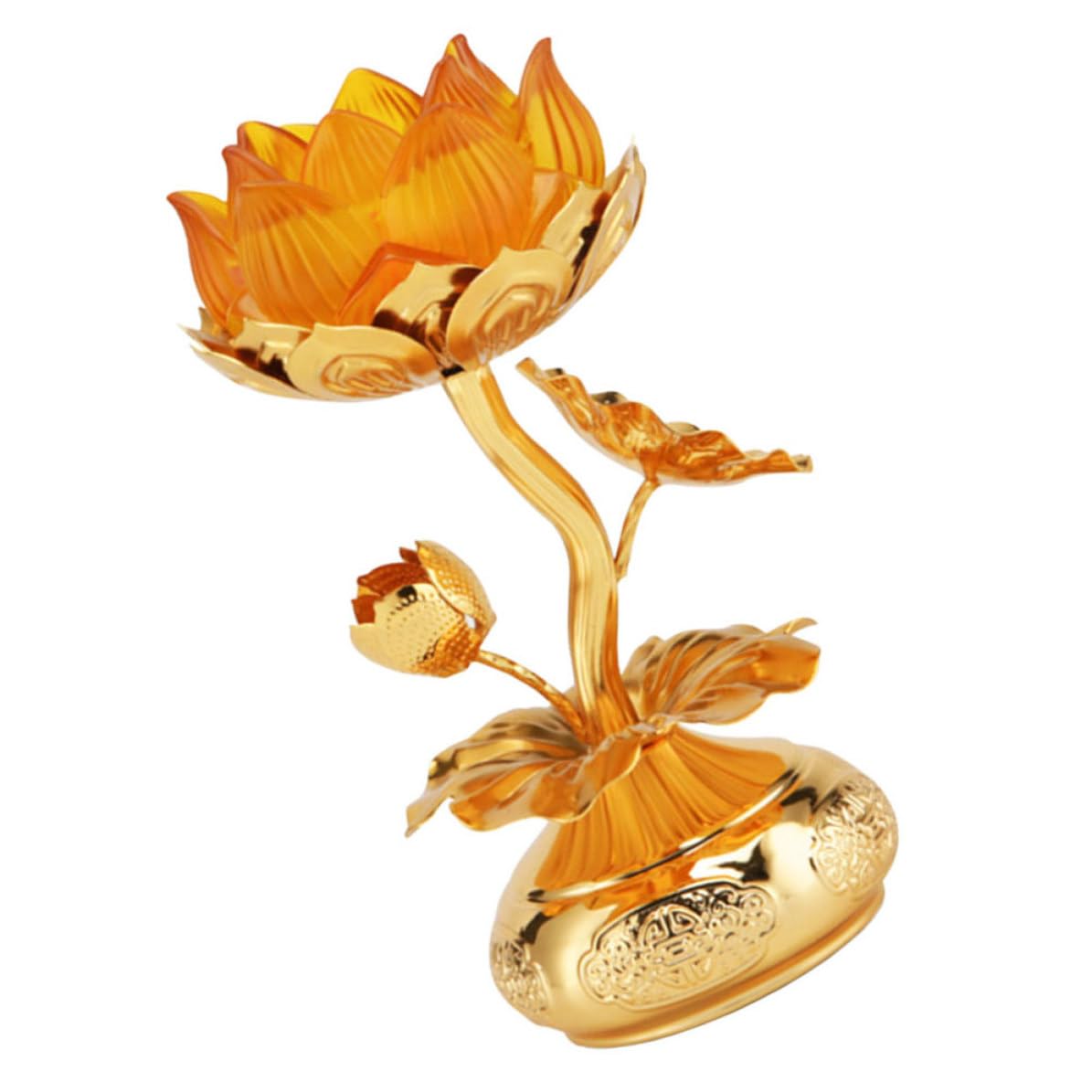 Bougeoir lotus decoration haut de gamme en alliage et verre fini