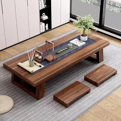 Table basse en bois massif idéale pour manger et travailler au salon