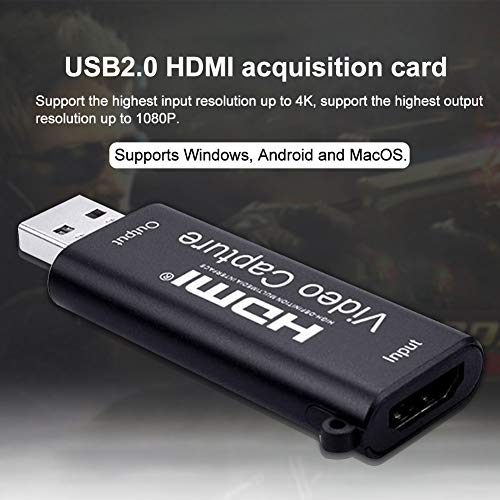 Video Record Card, Game Video Capture Dongle for Computer, Live Streaming Adapter HD 1080P USB2.0 HDMI Mini Aluminium Alloy Computer Components