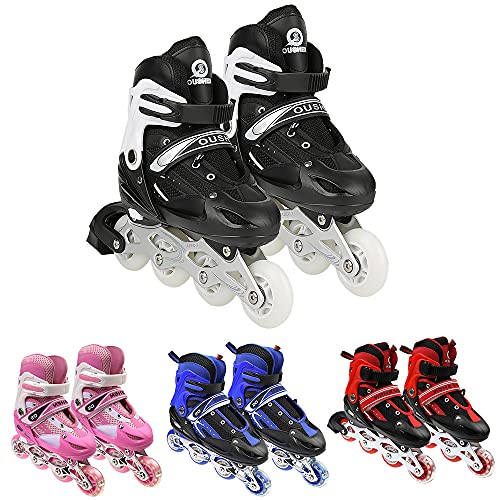 Supfine Rollers Enfants - Rollers en Ligne Comfortable avec Roues Lumineuses Taille Réglable - S/M 31- 38 - Patins à roulettes pour Filles et Garçons Cover
