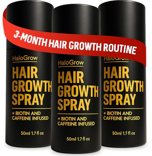 Halogrow Hair Growth Serum Spray for Women & Men Hair Loss Biotin & Caffeine Anti-Thinning Hair Regrowth Oil Advanced Thickening Formula (3 pack)
