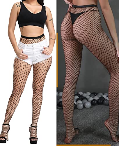 Charmdays Fishnet Stockings For Women Black Fishnet Tights High Waist Pantyhose 4 Pack #TOP4